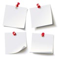 Different sheets, pinned red pushbutton, ready for your message Royalty Free Stock Photo