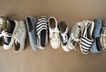 Different shoes on the background Royalty Free Stock Photo