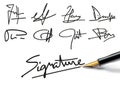 Different signatures to illustrate professional contracts or administrative documents. Royalty Free Stock Photo