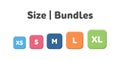 Different size bundle icons set. Literal measurement symbol vector