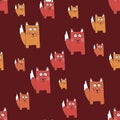 Different size foxes on dark red background Royalty Free Stock Photo