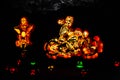 Carved Halloween Pumpkins Skeleton Motorcycle Gang Royalty Free Stock Photo
