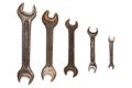 Different size old wrenches Royalty Free Stock Photo