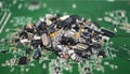 Different size SMT components pile on a PCB.