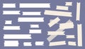 Different size sticky, adhesive, masking, scotch tape are on squared blue background Royalty Free Stock Photo