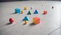 Different sized and different colored geometric shapes for learning geometry and for children to touch and feel different shapes