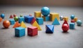 Different sized and different colored geometric shapes for learning geometry and for children to touch and feel different shapes