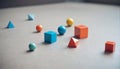Different sized and different colored geometric shapes for learning geometry and for children to touch and feel different shapes