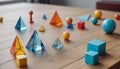 Different sized and different colored geometric shapes for learning geometry and for children to touch and feel different shapes