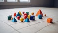 Different sized and different colored geometric shapes for learning geometry and for children to touch and feel different shapes
