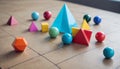 Different sized and different colored geometric shapes for learning geometry and for children to touch and feel different shapes