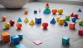Different sized and different colored geometric shapes for learning geometry and for children to touch and feel different shapes