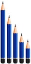 Different sizes of pencils with sharp points