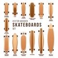 Different skateboard types vector templates set