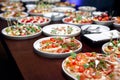 Different snacks and appetizers ready for a cocktail party Royalty Free Stock Photo