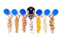 Different spices jars and pepper mill Royalty Free Stock Photo