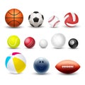 Different sport balls, vector 3d realistic set Royalty Free Stock Photo