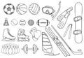 Different sport items vector set Royalty Free Stock Photo