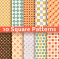 Different square vector seamless patterns