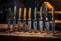 different stages of knife sharpening process