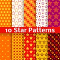 Different star vector seamless patterns (tiling).