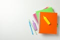 Different stationary on white background, top view Royalty Free Stock Photo