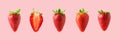 Different strawberries on bright background. Minimal food concept