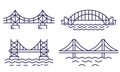 Different String Bridges Line Art Icons Set Royalty Free Stock Photo