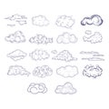 Different Style Hand Drawn Clouds Set