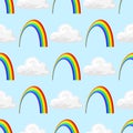 Different style rainbow color strips after rain optical sky effect vector seamless pattern. Royalty Free Stock Photo