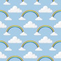 Different style rainbow color strips after rain optical sky effect vector seamless pattern.