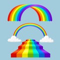 Different style rainbow color strips after rain optical sky effect vector set.