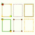 Different style rectangle frame made by stars with jingle bell and floral pattern Royalty Free Stock Photo