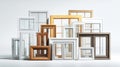 Different styles and designs of plastic windows and doors are displayed on a white background, ideal for home decor inspiration Royalty Free Stock Photo