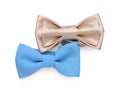 Different stylish bow ties on white background, top view Royalty Free Stock Photo