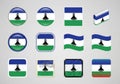 Different stylized representations of the Lesotho flag are shown. Royalty Free Stock Photo