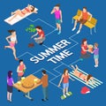 Different summer activity people isometric vector concept