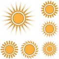 Different sun icons set isolated on white background Royalty Free Stock Photo