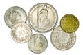 Different Swiss franc coins Royalty Free Stock Photo