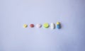 Different Tablets pills capsule heap