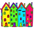 Different tall houses on a white background. Vector. Royalty Free Stock Photo