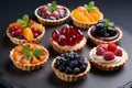 Different tartlets food. Generate Ai