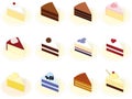 Different tastes piece of cake collection vector illustration