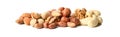 Different tasty nuts isolated on background. Vitamin food