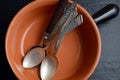 Different teaspoons on a plate Royalty Free Stock Photo