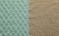 Different textured woolen fabric as background, top view