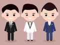 Different Three Cartoon Bridegroom