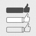 different thumbs up likes on empty background