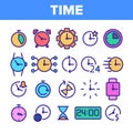 Different Time Clock Collection Vector Icons Set Royalty Free Stock Photo