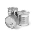 Different Tin Cans Isolated, Preserve Template Mockup, Metal Milk Package Group, Aluminum Containers